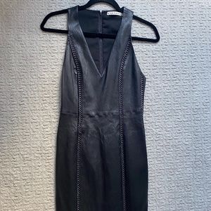 Alice + Olivia Black Leather Dress with chain detail